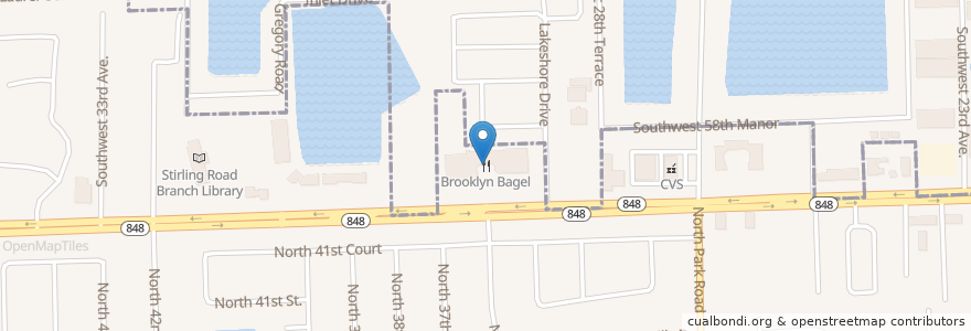 Mapa de ubicacion de Brooklyn Bagel en Stati Uniti D'America, Florida, Broward County, Hollywood.