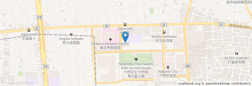 Mapa de ubicacion de 警視庁第四方面本部 en 일본, 도쿄도, 中野区.