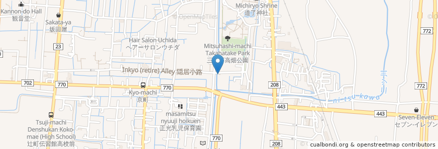 Mapa de ubicacion de 稲荷神社 en 일본, 후쿠오카현, 柳川市.