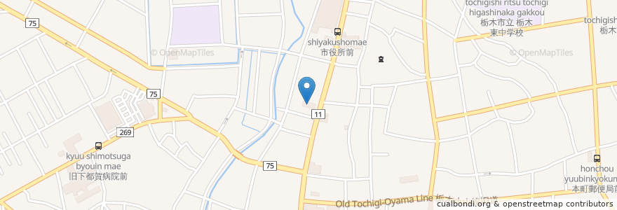 Mapa de ubicacion de みずほ銀行 栃木支店 en Japan, Präfektur Tochigi, 栃木市.