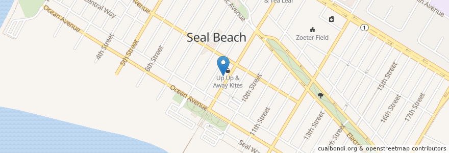 Mapa de ubicacion de Angelo's Italian Deli en Estados Unidos Da América, Califórnia, Orange County, Seal Beach.