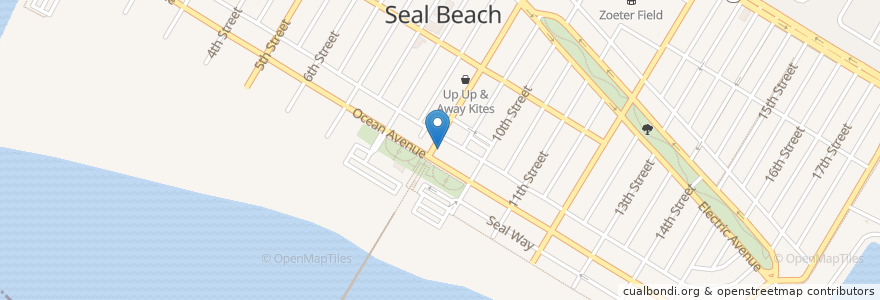 Mapa de ubicacion de The Hangout Restaurant & Beach Bar en United States, California, Orange County, Seal Beach.