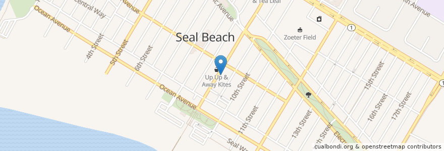 Mapa de ubicacion de Maley's on Main en アメリカ合衆国, カリフォルニア州, Orange County, Seal Beach.