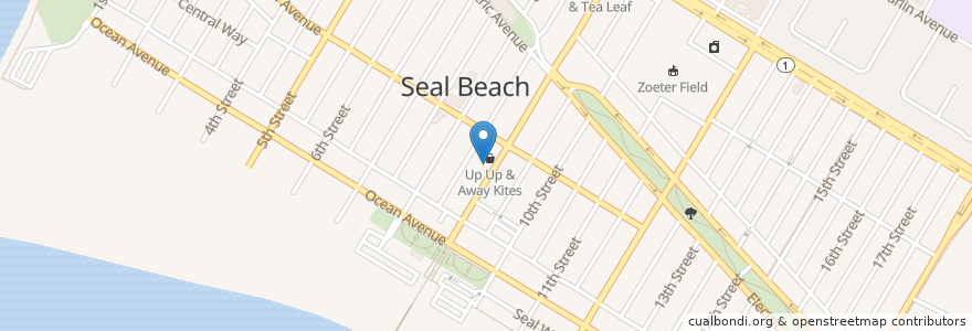 Mapa de ubicacion de Old Town Cafe en États-Unis D'Amérique, Californie, Orange County, Seal Beach.