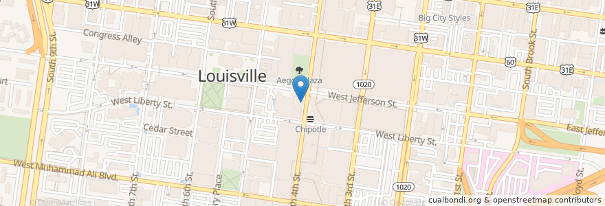 Mapa de ubicacion de Potbelly en ایالات متحده آمریکا, کنتاکی, Jefferson County, Louisville.
