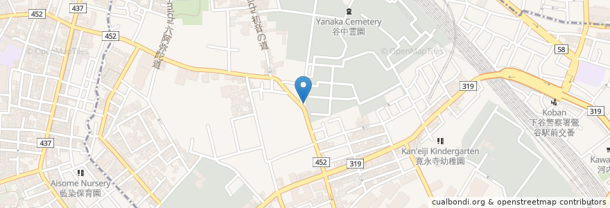 Mapa de ubicacion de 谷中墓地入口 公衆トイレ en 日本, 東京都, 台東区.