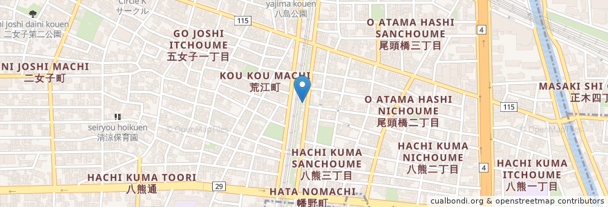 Mapa de ubicacion de ぺこっぱっ en Japan, Aichi Prefecture, Nagoya, Nakagawa Ward.