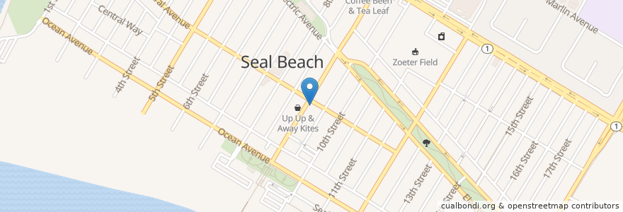 Mapa de ubicacion de Javatinis Espresso en Estados Unidos Da América, Califórnia, Orange County, Seal Beach.