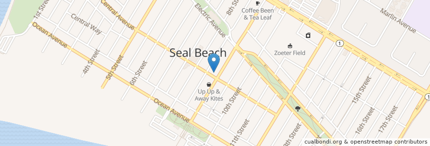 Mapa de ubicacion de Walt's Wharf en Amerika Birleşik Devletleri, Kaliforniya, Orange County, Seal Beach.