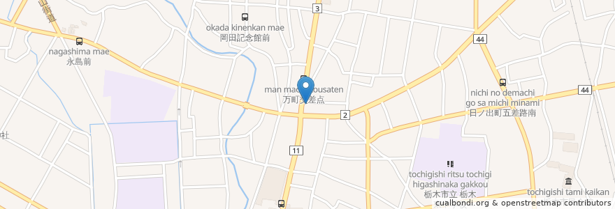Mapa de ubicacion de 栃木蔵の街郵便局 en Japão, 栃木県, 栃木市.