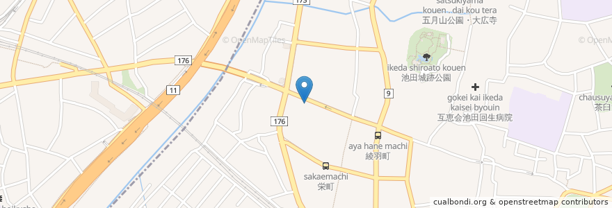 Mapa de ubicacion de 池田呉服座 en 日本, 大阪府, 池田市.