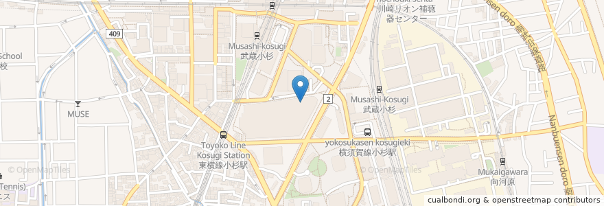Mapa de ubicacion de 白ヤギ珈琲店 en Japan, Präfektur Kanagawa, 川崎市, 中原区.