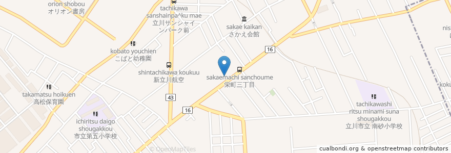 Mapa de ubicacion de タイムズ en Japonya, 東京都, 立川市.