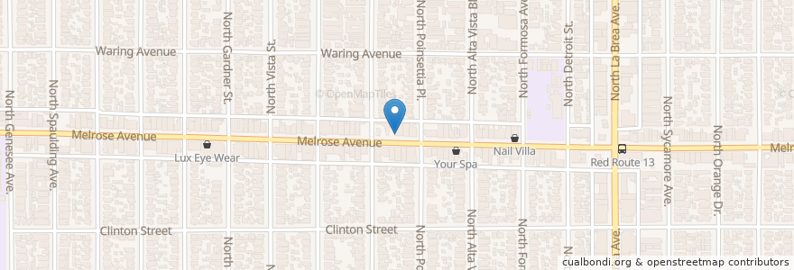 Mapa de ubicacion de Maos Kitchen en アメリカ合衆国, カリフォルニア州, Los Angeles County, ロサンゼルス.