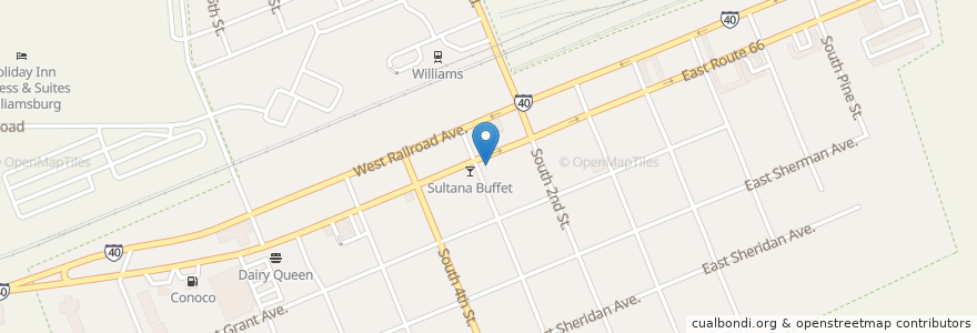 Mapa de ubicacion de Cruiser's Route 66 Cafe en Stati Uniti D'America, Arizona, Coconino County, Williams.