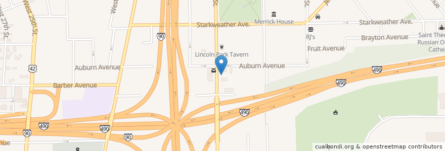 Mapa de ubicacion de A Cookie And A Cupcake en アメリカ合衆国, オハイオ州, Cuyahoga County, Cleveland.