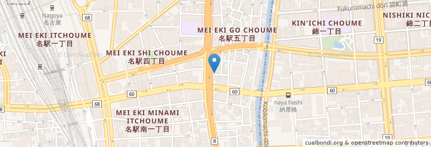 Mapa de ubicacion de 名駅ホルモン en 日本, 愛知県, 名古屋市, 中村区.