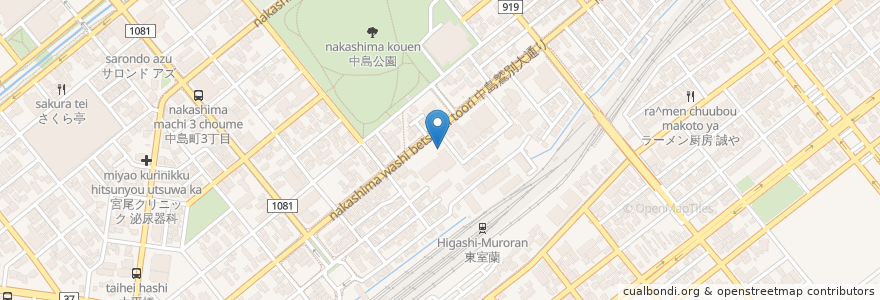 Mapa de ubicacion de 楽々温泉 en ژاپن, 北海道, 胆振総合振興局, 室蘭市.