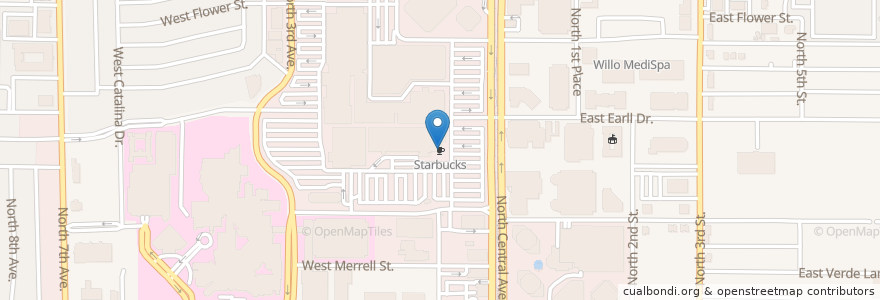 Mapa de ubicacion de Starbucks en Amerika Syarikat, Arizona, Maricopa County, Phoenix.