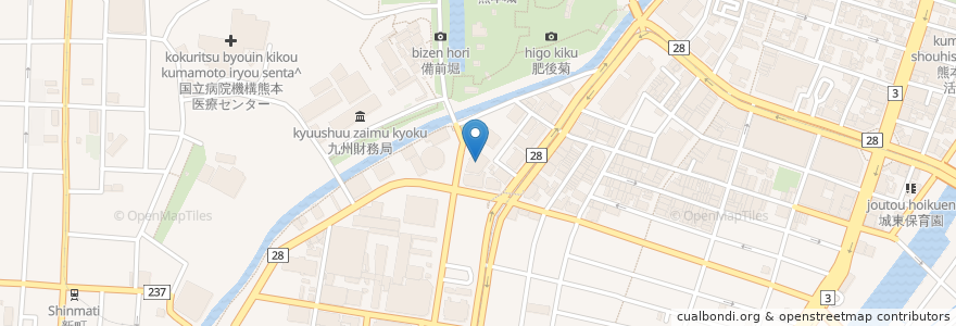 Mapa de ubicacion de 熊本市国際交流会館 en Japón, Prefectura De Kumamoto, 熊本市, 中央区.