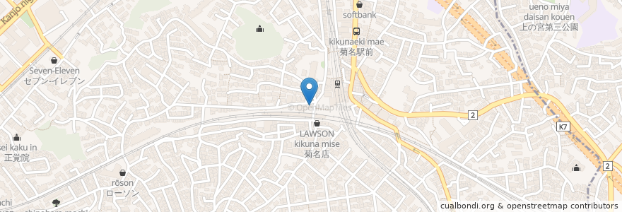 Mapa de ubicacion de 菊名駅西口出張所（みずほATM） en اليابان, كاناغاوا, 横浜市, 港北区.