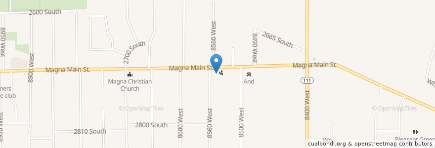 Mapa de ubicacion de BK's Pizza en Stati Uniti D'America, Utah, Salt Lake County, Magna.