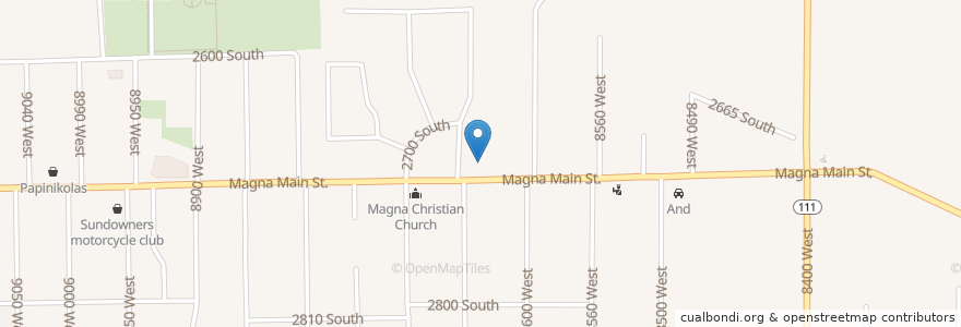 Mapa de ubicacion de Christ Presbyterian Church en 美利坚合众国/美利堅合眾國, 犹他州 / 猶他州, Salt Lake County, Magna.