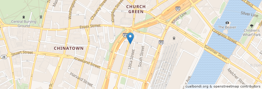 Mapa de ubicacion de Gracenote Coffee Roasters en 미국, 매사추세츠, Suffolk County, Boston.
