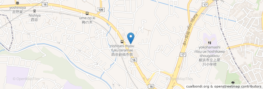 Mapa de ubicacion de 妙福寺 en 日本, 神奈川県, 横浜市, 保土ヶ谷区.