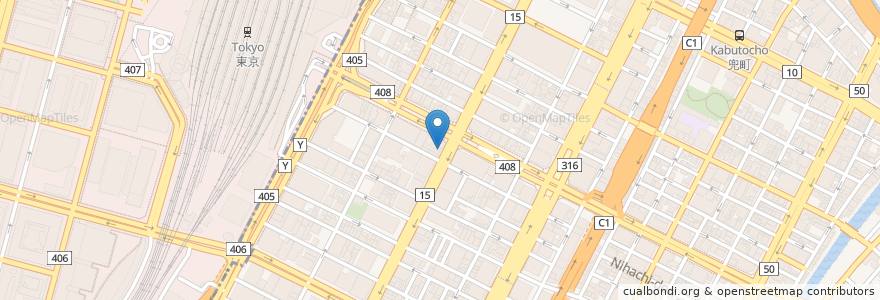 Mapa de ubicacion de すき家 en Japonya, 東京都, 中央区.