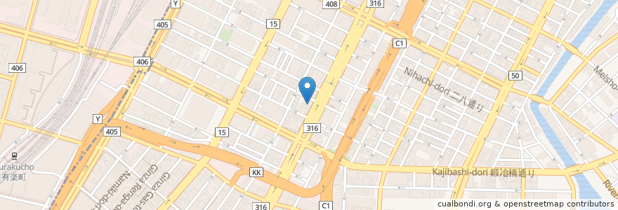 Mapa de ubicacion de 丸山歯科 en Japonya, 東京都, 中央区.