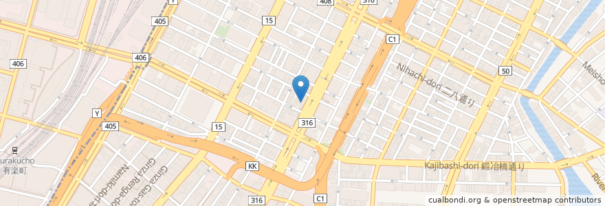 Mapa de ubicacion de 喜多方ラーメン坂内 en 日本, 東京都, 中央区.