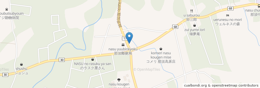 Mapa de ubicacion de ココス那須店 en 일본, 도치기현, 那須郡, 那須町.