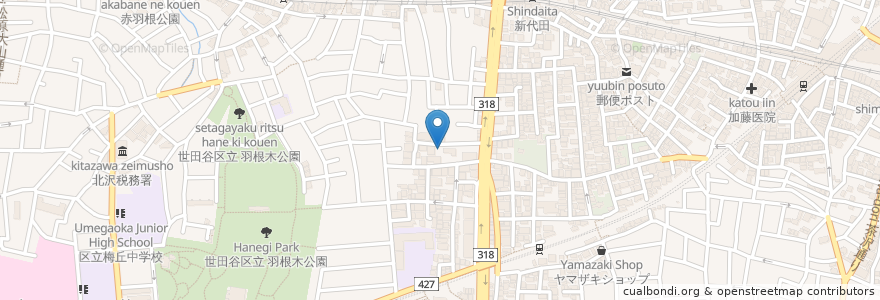 Mapa de ubicacion de 代田パーキング（月極駐車場） en Japan, Tokyo, Setagaya.