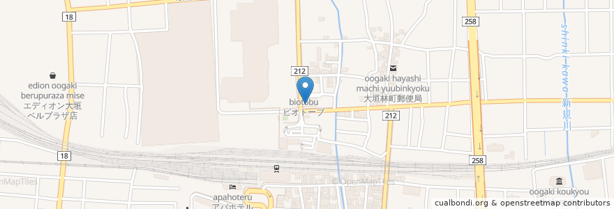 Mapa de ubicacion de 大垣共立銀行 en 日本, 岐阜县, 大垣市.