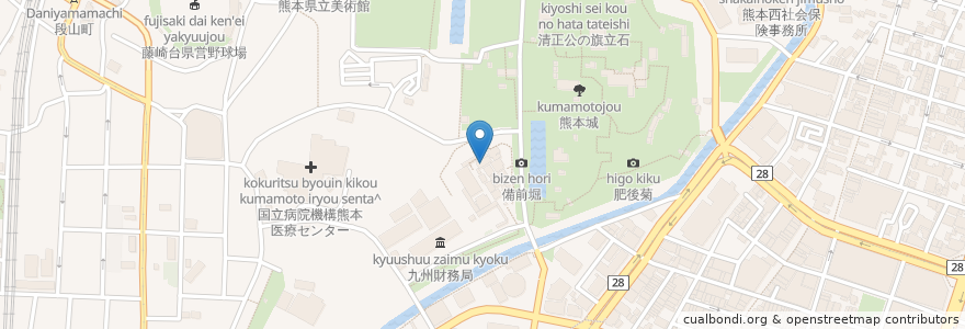 Mapa de ubicacion de きんなん en اليابان, 熊本県, 熊本市, 中央区.