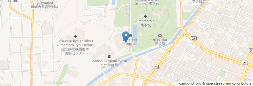 Mapa de ubicacion de 夢あかり en Giappone, Prefettura Di Kumamoto, 熊本市, 中央区.