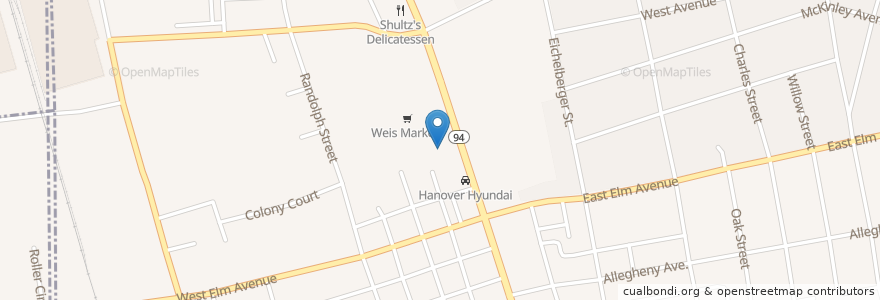 Mapa de ubicacion de Laslow's Pharmacy en Amerika Syarikat, Pennsylvania, Hanover.