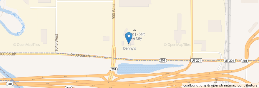 Mapa de ubicacion de Denny's en Estados Unidos Da América, Utah, Salt Lake County, Salt Lake City.