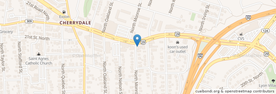 Mapa de ubicacion de Baskin Robbins/Dunkin Donuts en アメリカ合衆国, バージニア州, Arlington County, Arlington.