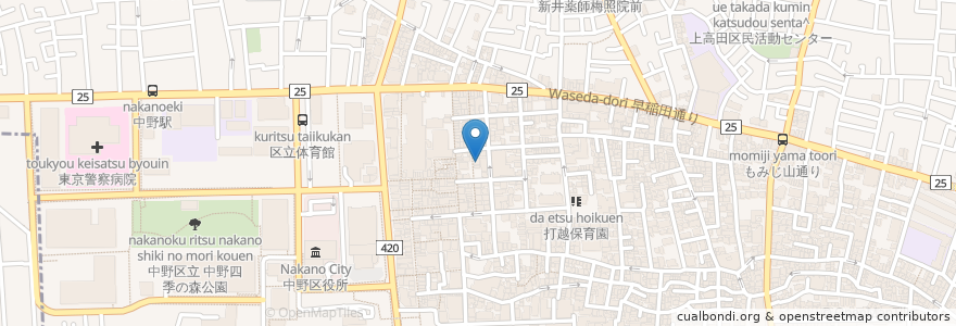 Mapa de ubicacion de 南国バー&Kitchen aman en Jepun, 東京都, 中野区.