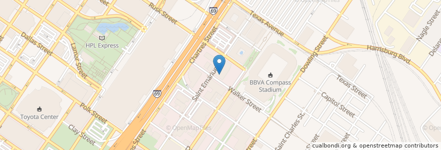Mapa de ubicacion de Warehouse Live en Verenigde Staten, Texas, Houston, Harris County.
