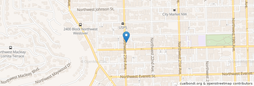 Mapa de ubicacion de Moonstruck Chocolate Cafe en 美利坚合众国/美利堅合眾國, 俄勒冈州/俄勒岡州, Portland, Multnomah County.