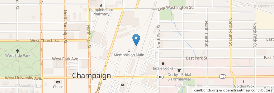 Mapa de ubicacion de Black Dog en 미국, 일리노이, Champaign County, Champaign.