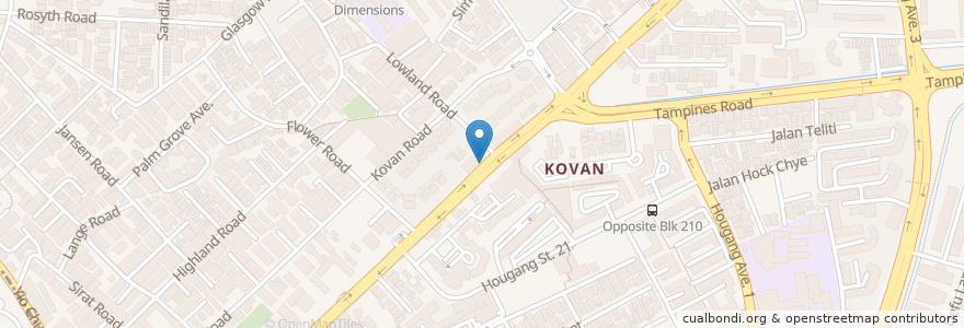 Mapa de ubicacion de Kovan Station en Singapur, Northeast.