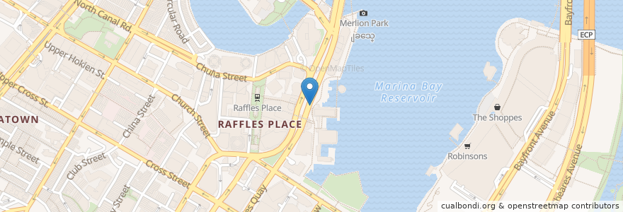 Mapa de ubicacion de OUE Bayfront en Singapour, Central.