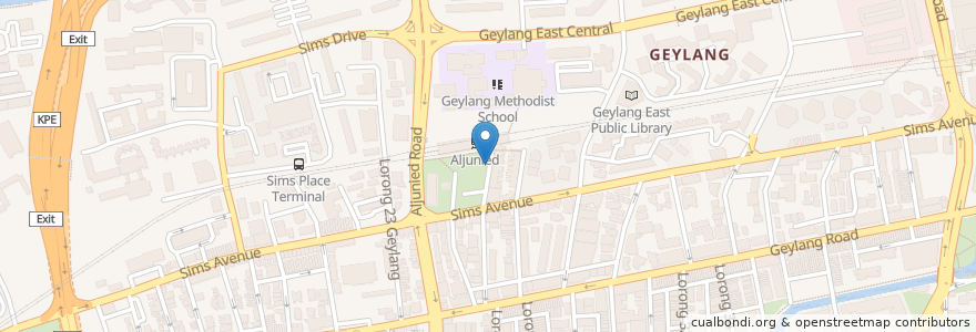 Mapa de ubicacion de Aljunied Station en Singapura, Southeast.