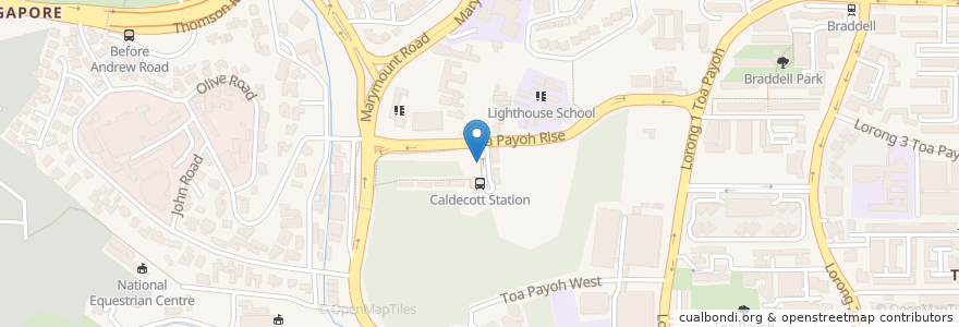 Mapa de ubicacion de Caldecott Station en Singapur, Central.