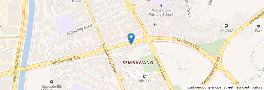 Mapa de ubicacion de Sembawang Station en Singapour, Northwest.