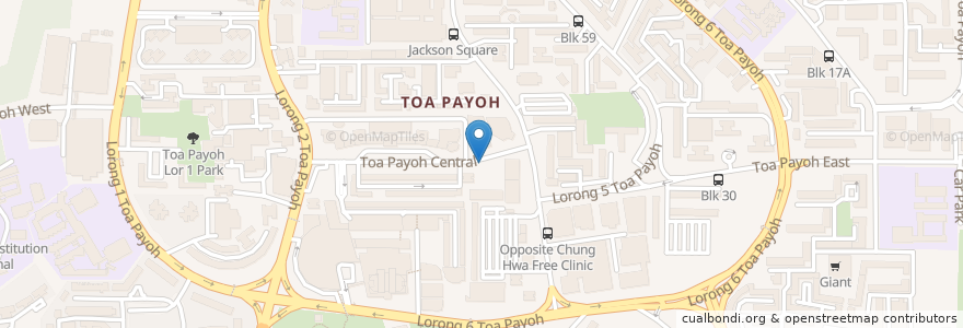 Mapa de ubicacion de Toa Payoh Community Library en 新加坡, 中区.